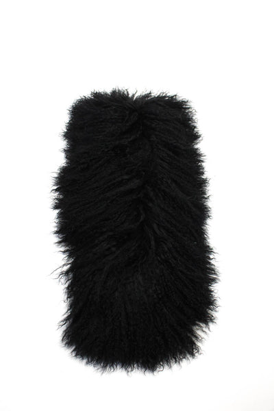 Yves Salomon Women's Lambswool Neck Shawl Wrap Black Size O/S