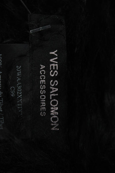 Yves Salomon Women's Lambswool Neck Shawl Wrap Black Size O/S