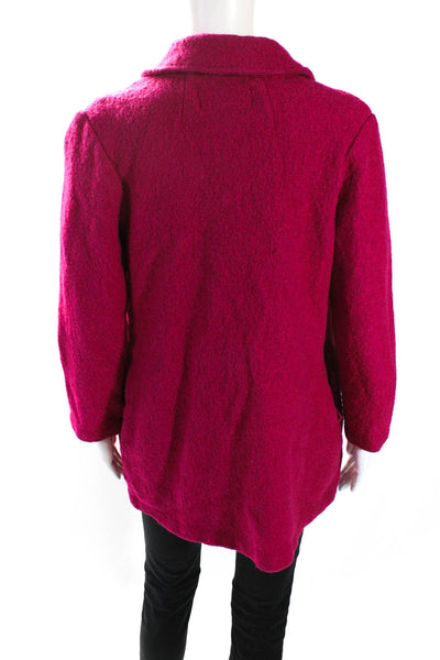 Rachel Zoe Womens Wool Open Front Collar Textured Long Sleeve Jacket Pink Size M