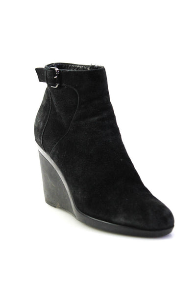 Aquatalia By Marvin K Women's Suede Ankle Wedge Booties Black Size 6.5