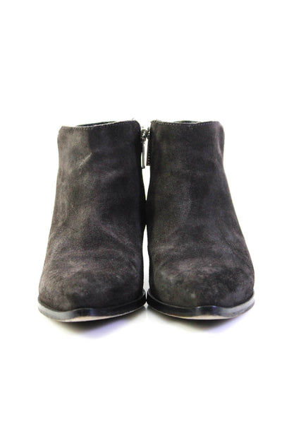 Thursday Womens Suede Zippered Low Heel Pointed Toe Booties Dark Gray Size 7.5