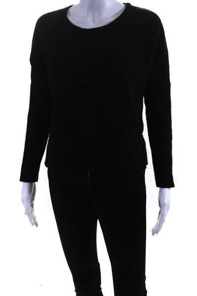 Helmut Lang Womens Wool Ribbed Texture Long Sleeve Pullover Sweater Black Size S