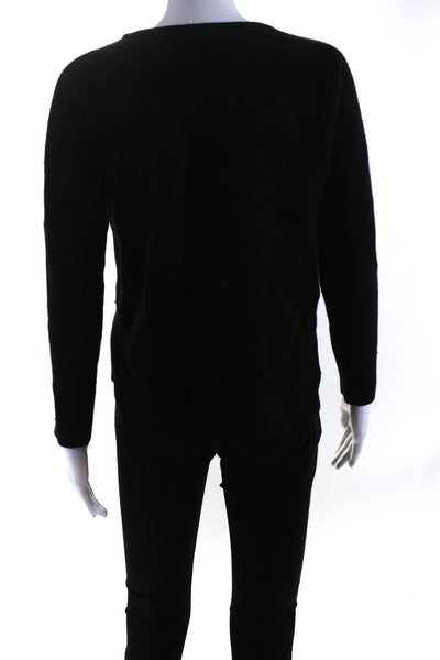 Helmut Lang Womens Wool Ribbed Texture Long Sleeve Pullover Sweater Black Size S