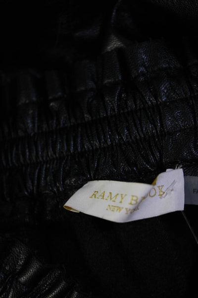 Ramy Brook Womens Faux Leather Mid Rise Elastic Waist Slim Pants Black Size XXS