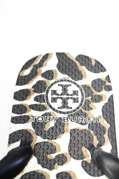 Tory Burch Womens Brown Animal Print Rubber Flip Flop Shoes Size 7