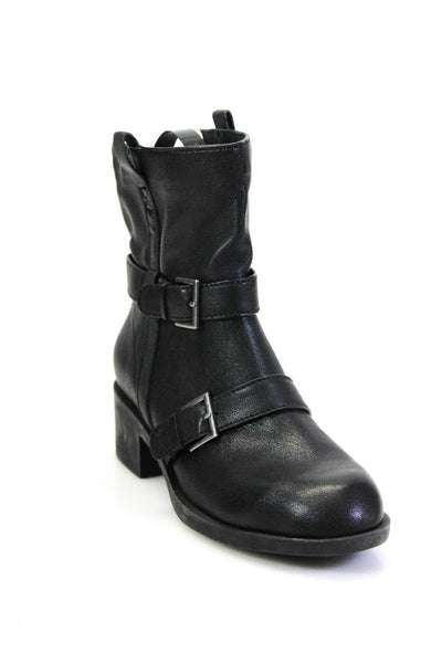 Cole Haan Womens Black Leather Buckle Detail Ankle Boots Shoes Size 8.5B