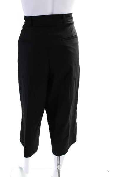 Iris & Ink Women's Wool Pleated Front Cropped Trouser Pants Black Size 10