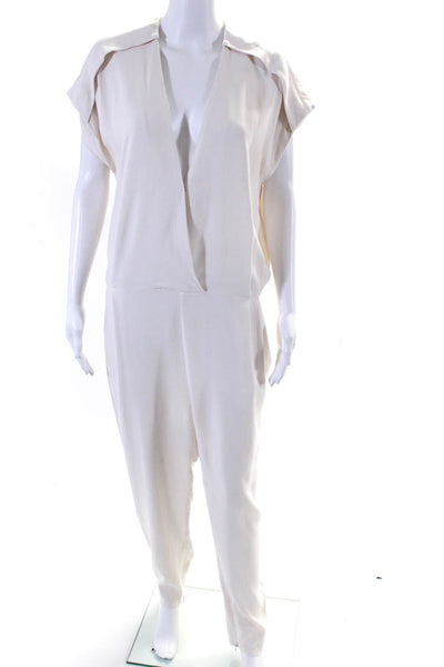 By Malene Birger Women's V-Neck Sleeveless One Piece Jumpsuit White Size 40