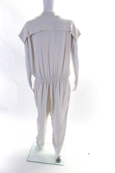 By Malene Birger Women's V-Neck Sleeveless One Piece Jumpsuit White Size 40