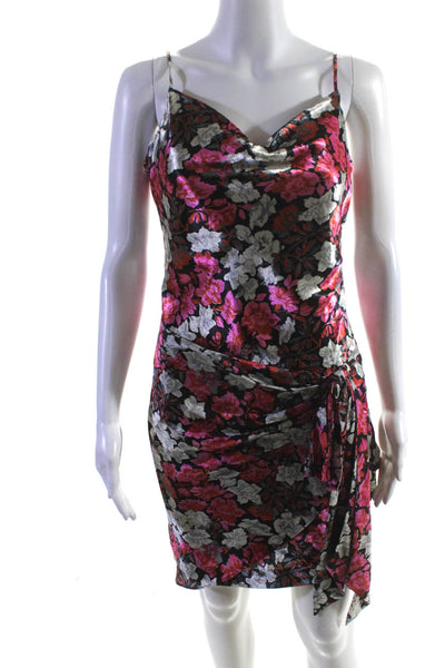 Cinq A Sept Womens Floral Print Bow Tied Sleeveless Zipped Dress Pink Size 6