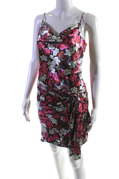 Cinq A Sept Womens Floral Print Bow Tied Sleeveless Zipped Dress Pink Size 6