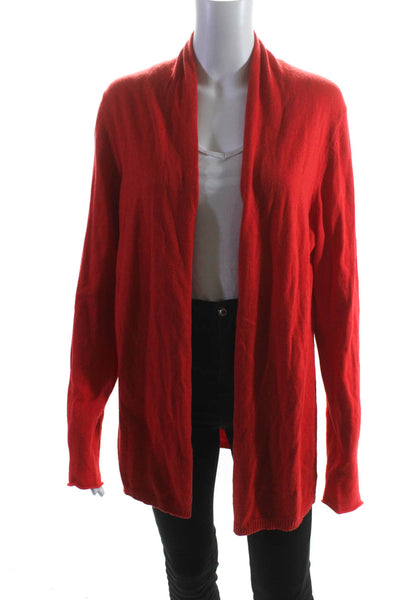 White + Warren Womens Red Cotton Open Front Cardigan Sweater Top Size L