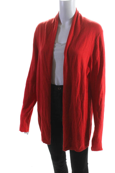 White + Warren Womens Red Cotton Open Front Cardigan Sweater Top Size L