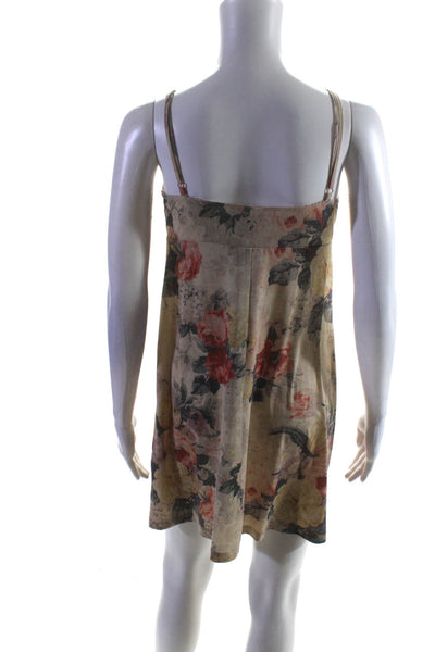 Zimmermann Womens Jersey Knit Floral V-Neck Sleeveless Slip Dress Beige Size 1