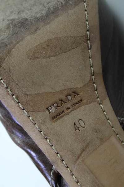 Prada Sport Womens Leather Peep Toe Platform Slingbacks Pumps Brown Size 40 10