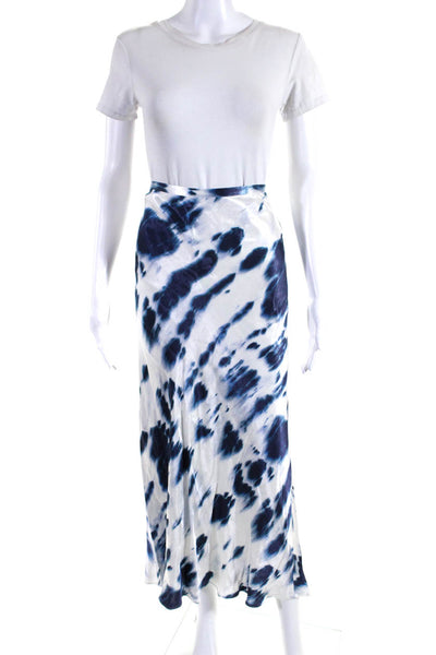 Shona Joy Womens Spotted Print Side Zipped Straight Maxi Skirt Blue Size 10