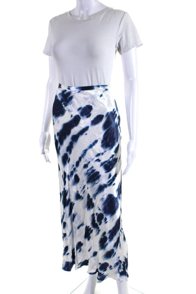 Shona Joy Womens Spotted Print Side Zipped Straight Maxi Skirt Blue Size 10