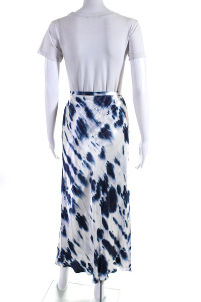 Shona Joy Womens Spotted Print Side Zipped Straight Maxi Skirt Blue Size 10