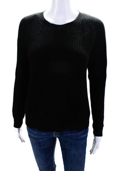 Theory Womens Pullover Crew Neck Ribbed Cashmere Sweater Black Size Small