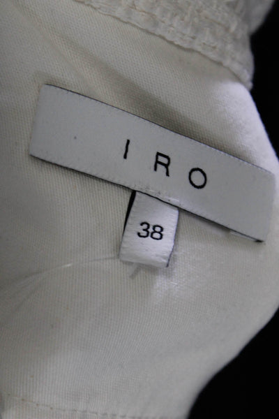 IRO Womens Long Sleeve Button Front Tweed Fringe Jacket White Cotton Size FR 38