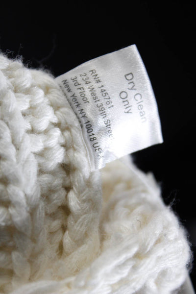 Parker Womens Crochet Knit Side Slit Turtleneck Sweater White Size Small