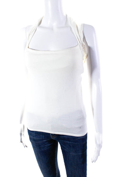 Ralph Lauren Black Label Womens Cotton Tie Front Blouse Top White Size S
