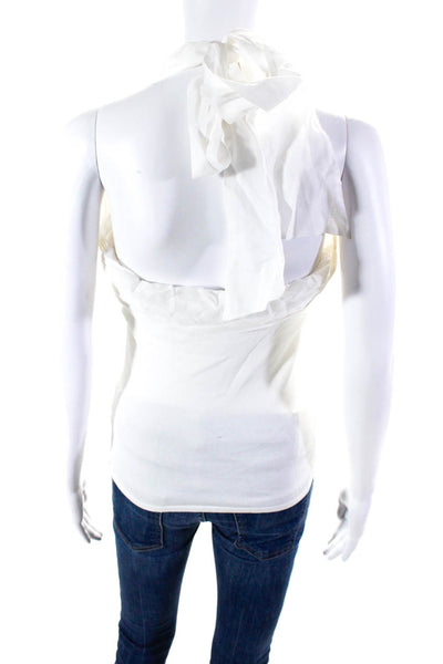 Ralph Lauren Black Label Womens Cotton Tie Front Blouse Top White Size S