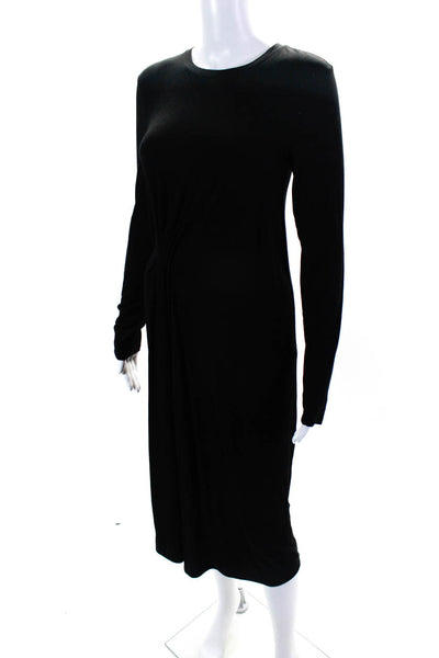 Vince Womens Jersey Knit Crew Neck Long Sleeve Shift T-Shirt Dress Black Size M