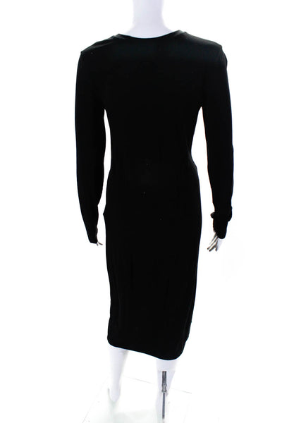 Vince Womens Jersey Knit Crew Neck Long Sleeve Shift T-Shirt Dress Black Size M
