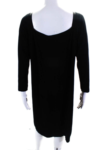 Alberta Ferretti Womens Jersey Knit Scoop Neck Shift Dress Black Size 12