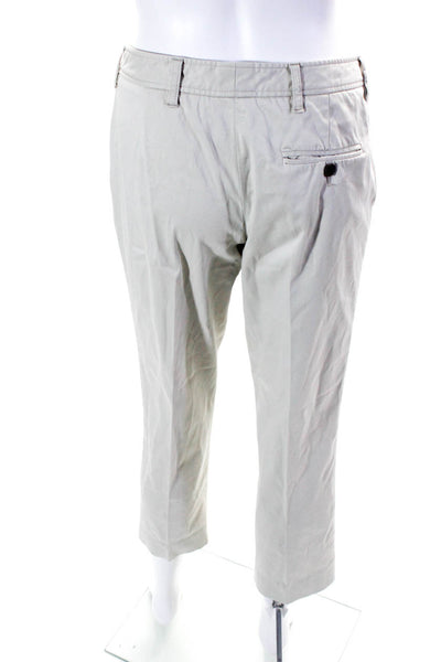 Miu Miu Womens Cotton Mid Rise Zip Up Straight Leg Pants Chinos Beige Size 42