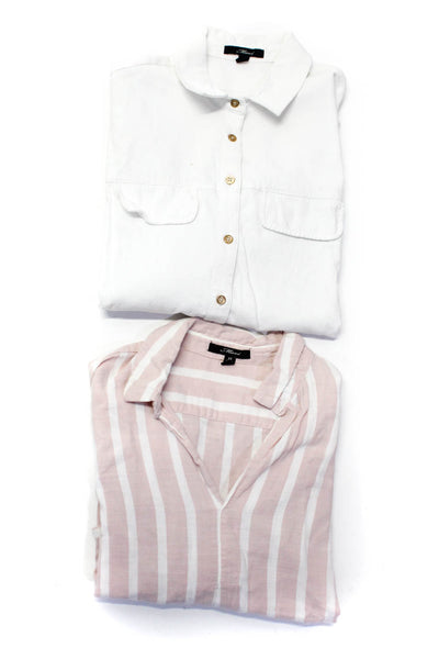 Mavi Women's Striped V-Neck 3/4 Sleeve Blouse Pink/White Size XS, Lot 2