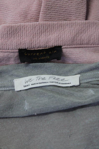 We The Free Current Air Womens V-Neck T-Shirt Knit Top Gray Pink Size S Lot 2