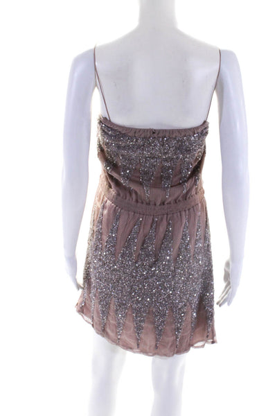 MLV Womens Chiffon Sequin Embellished Sleeveless Mini Dress Mauve Pink Size XS