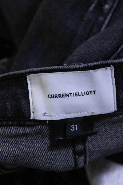 Current/Elliott Womens The Vintage Cropped Slim Leg Jeans Black Cotton Size 31