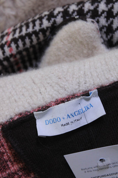 Dodo & Angelika Womens Cashmere Knit Glen Paid Zip Up Cardigan Brown Size M
