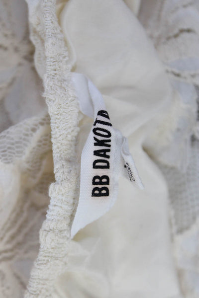BB Dakota Womens Lace Short Sleeves Romper White Cotton Size Extra Small