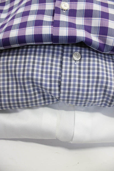 Boss Hugo Boss Eton Mens Purple Plaid Button Down Dress Shirt Size 16 17.5 lot 3