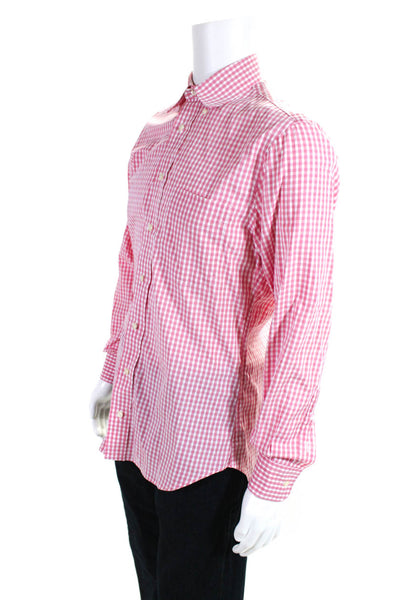 Gitman Mens Pink Cotton Plaid Collar Long Sleeve Button Down Dress Shirt Size M