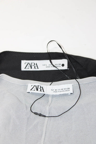 Zara Women's Cotton Long Sleeve V-Neck Shift Dress Black Size L M, Lot 2