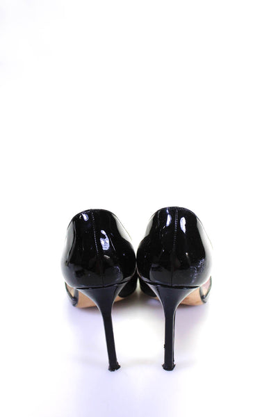 Manolo Blahnik Womens Patent Leather D'Orsay Heels Pointed Toe Pumps Black Size