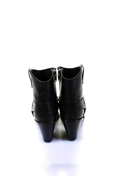 Saint Laurent Womens Leather Chain Detail High Heel Ankle Boots Black Size 38 8