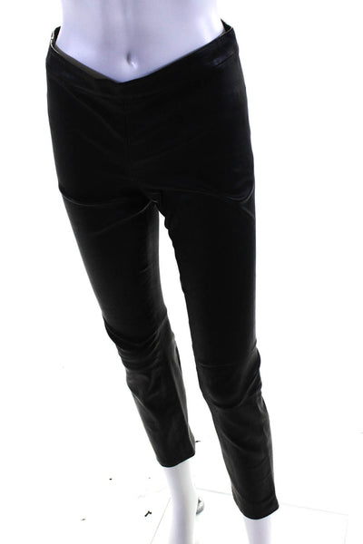 Vince Womens Leather Pull On Mid Rise Slim Cut Leggings Pants Black Size S