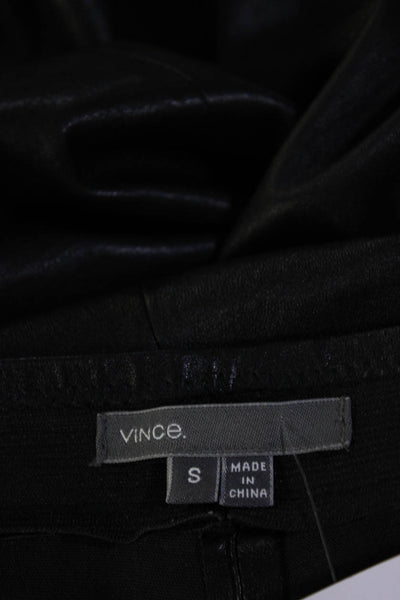 Vince Womens Leather Pull On Mid Rise Slim Cut Leggings Pants Black Size S