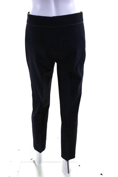 Brunello Cucinelli Womens High Rise Zip Up Straight Leg Pants Navy Blue Size 6