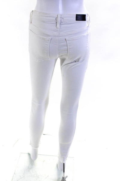 R+A Womens Cotton Distress Buttoned Zip Skinny Leg Jeans White Size EUR25