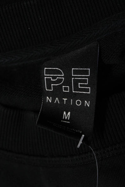 PE Nation Womens Pullover Metallic Logo Front Sweatshirt Black Cotton Medium