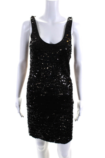 Y? Morrissey Women's Sequin Scoop Neck Sleeveless Mini Dress Black Size M