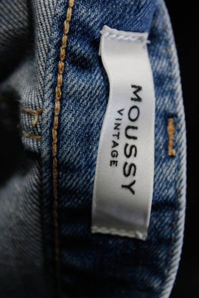 Moussy Women's High Rise Distressed Skinny Jeans Blue Size 25