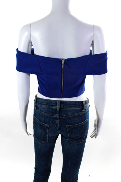 Nicholas Women's Silk Off the Shoulder Underwired Blouse Blue Size 4